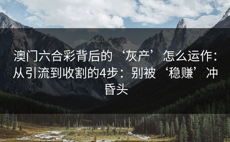 澳门六合彩背后的‘灰产’怎么运作：从引流到收割的4步：别被‘稳赚’冲昏头